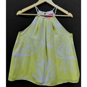 Lilly Pulitzer Yellow Floral Halter Top Sleeveless Lightweight Women Size S/P